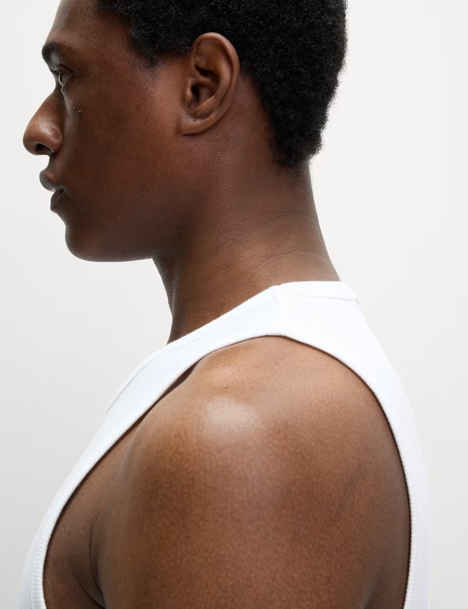 Marks & Spencer M&S Cotton Rich Ribbed Vest White - 3