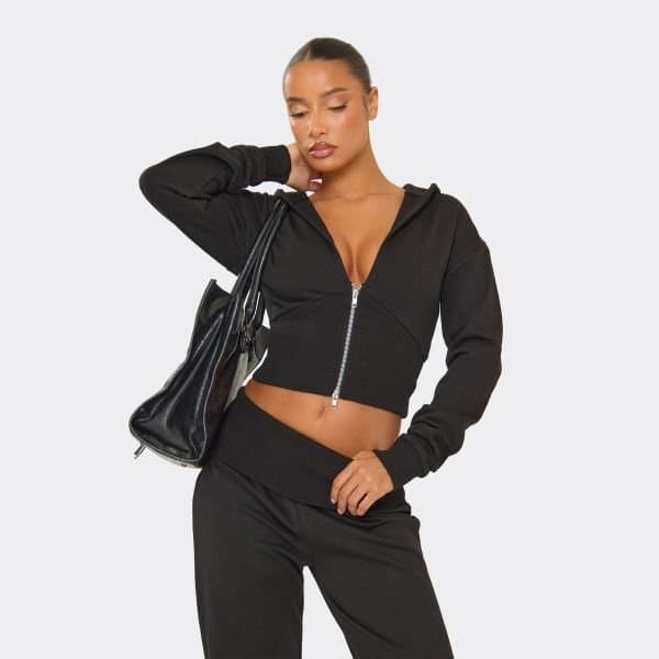 EGO EGO Casual Zip-Up Hoodie in Black