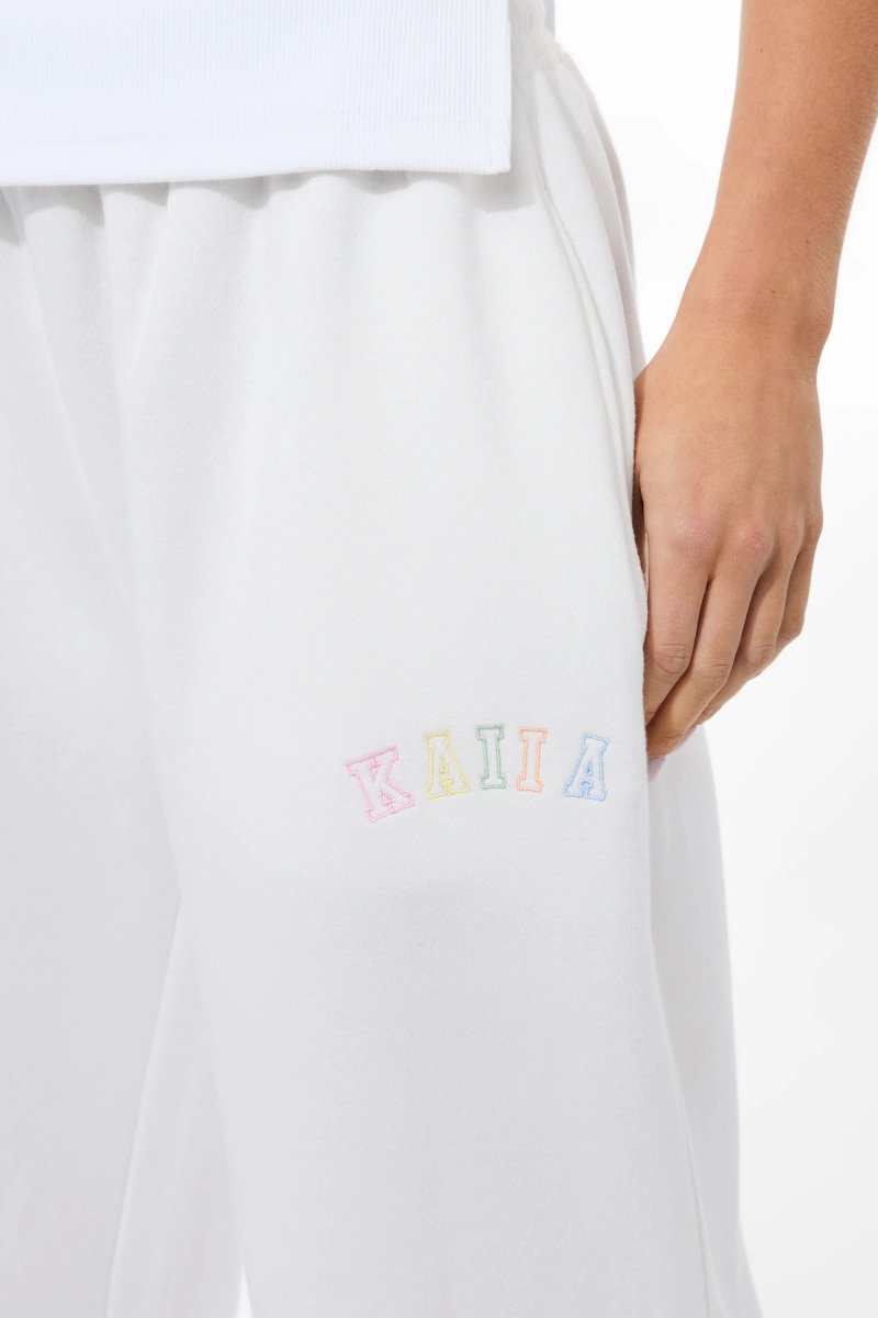 Kaiia Kaiia Rainbow Logo Wide Leg Joggers White - 3
