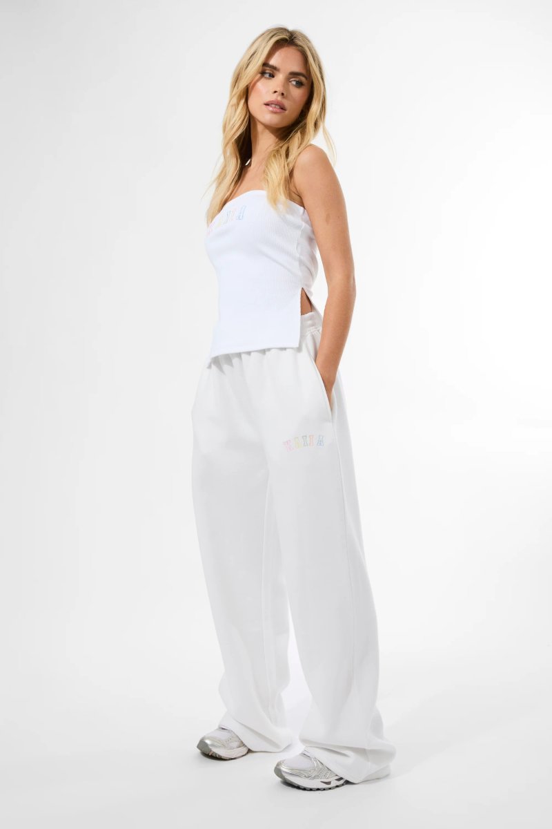 Kaiia Kaiia Rainbow Logo Wide Leg Joggers White - 4