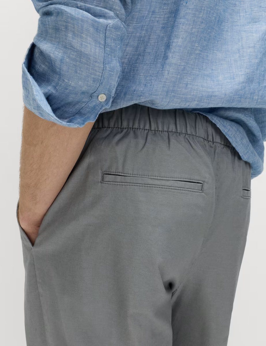 Marks & Spencer M&S Loose Fit Linen Blend Elasticated Waist Trousers Chrome - 3