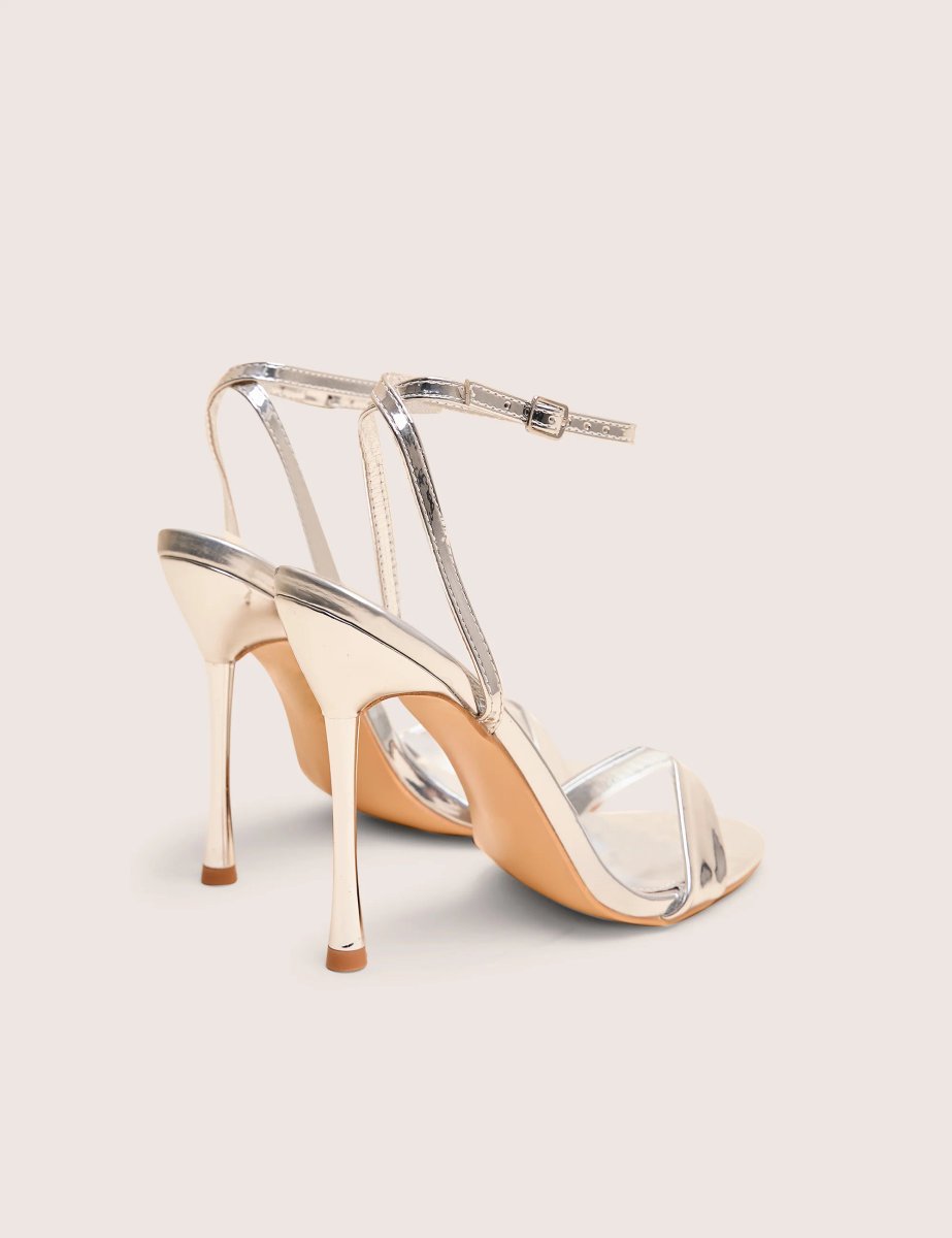 Public Desire Soho Silver Metallic Barely There Strappy Stiletto Heels - 3