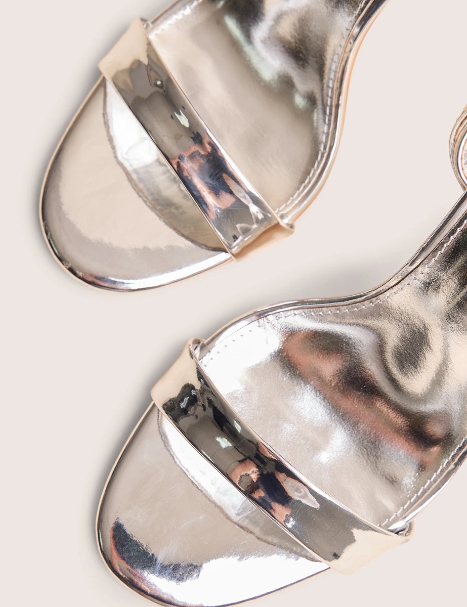 Public Desire Soho Silver Metallic Barely There Strappy Stiletto Heels - 4