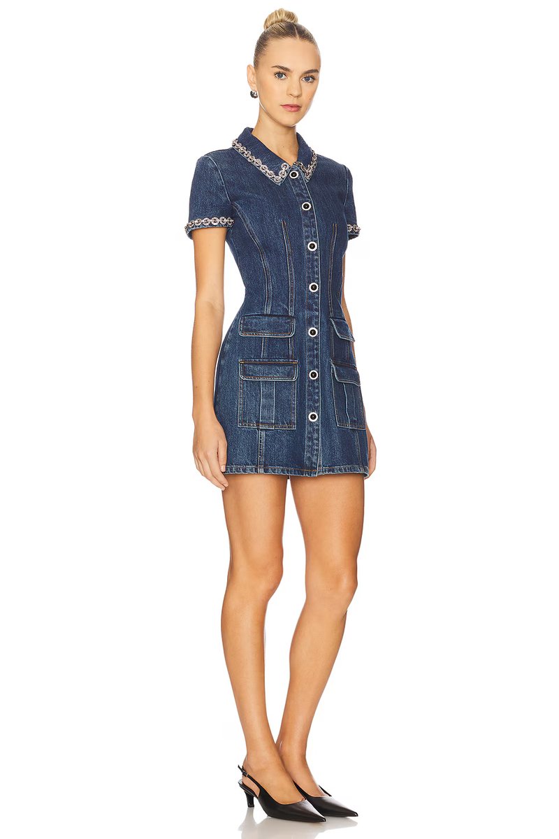 revolve Crystal Trim Collared Mini Dress - 2