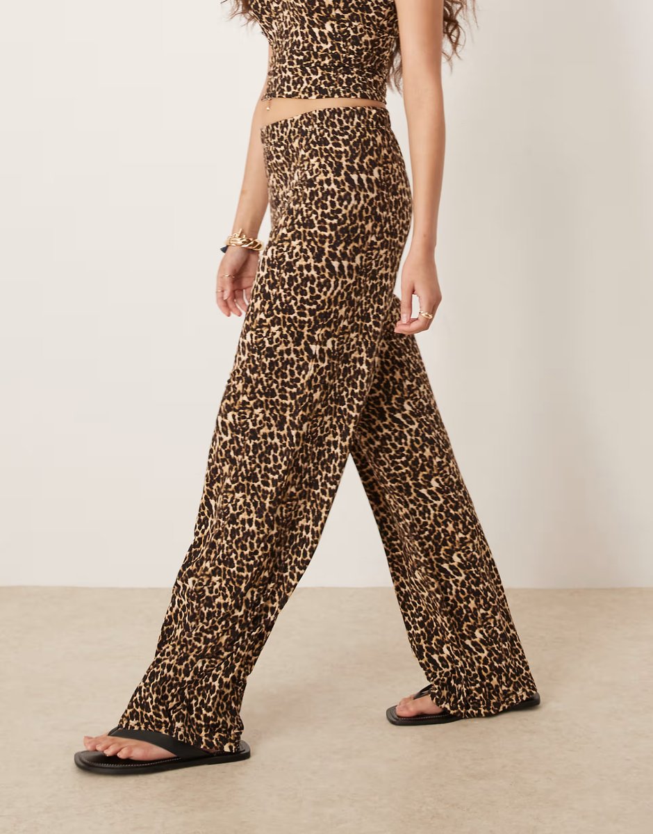 ASOS Vila slinky jersey trouser co-ord in leopard print - 3