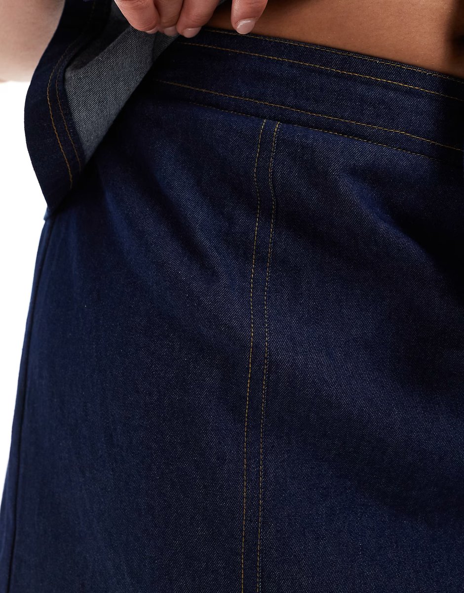 ASOS Renee Studio Plus exclusive denim mini skirt co-ord in dark wash blue   - 2