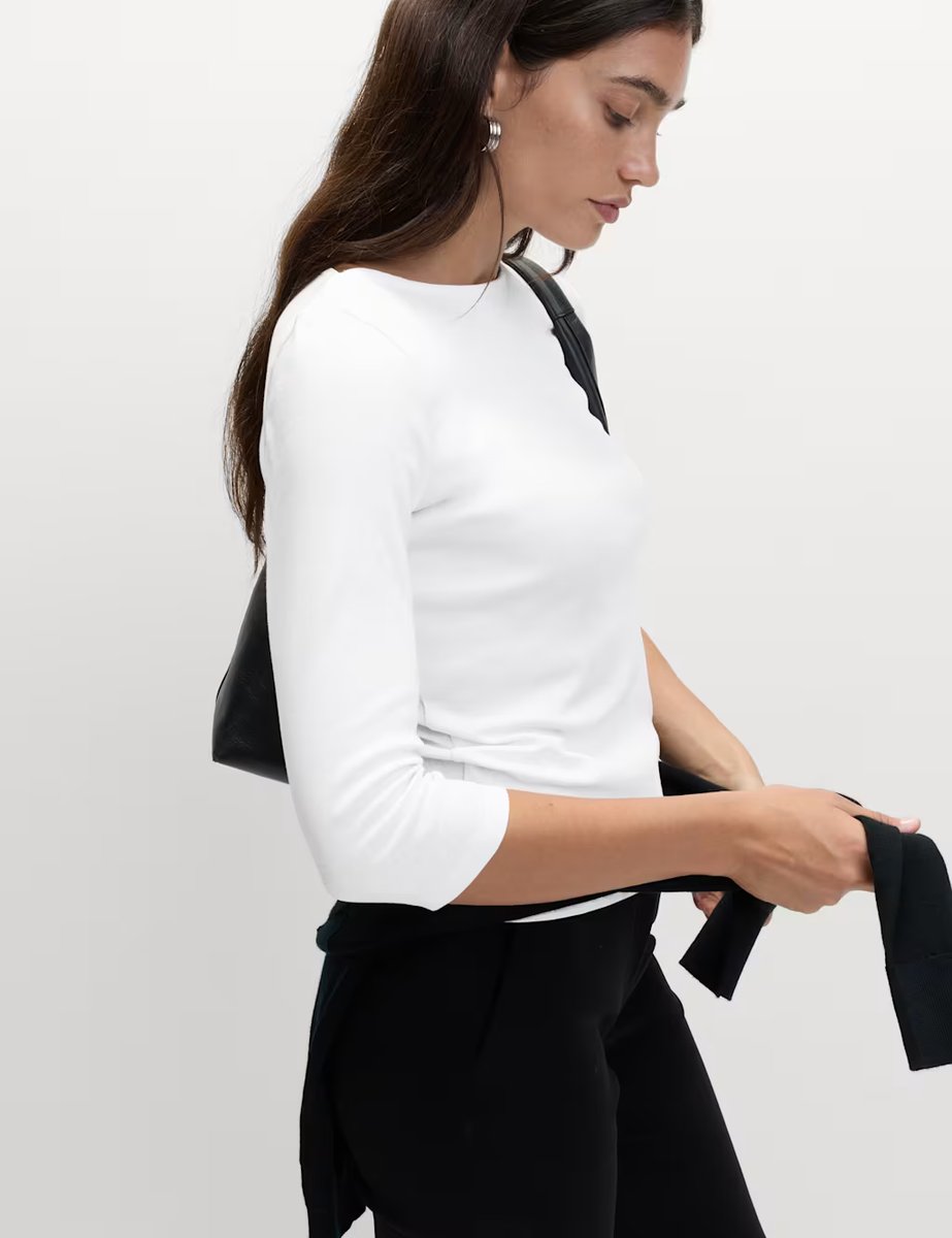 Marks & Spencer M&S Pure Cotton Slim Fit Top White - 4