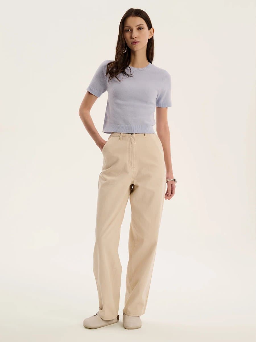 OMNES OMNES Light Blue Cropped Jumper in Powder Blue