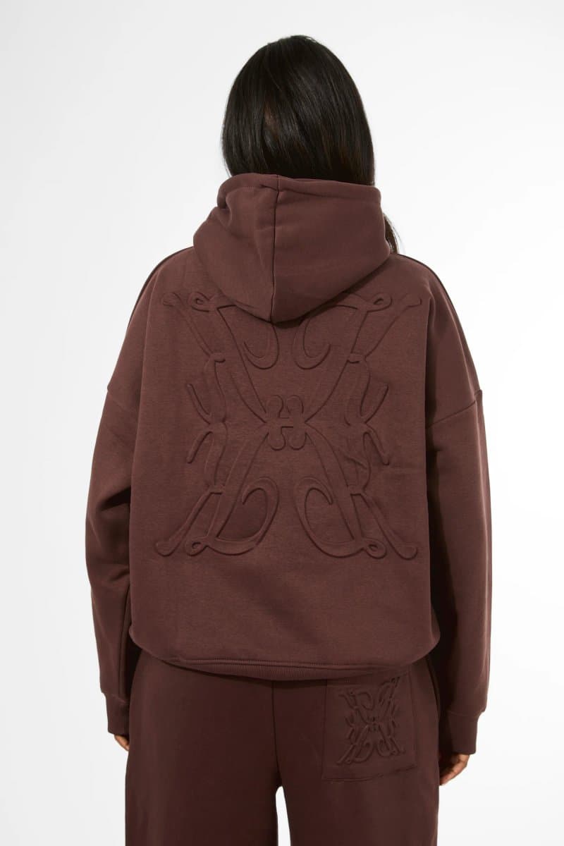 Kaiia Kaiia Logo Embossed Oversized Hoodie Mocha