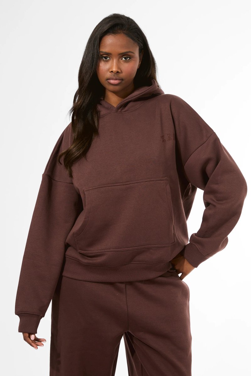 Kaiia Kaiia Logo Embossed Oversized Hoodie Mocha - 2