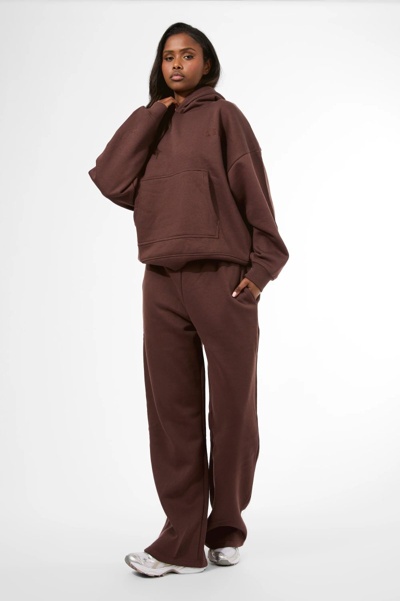 Kaiia Kaiia Logo Embossed Oversized Hoodie Mocha - 3