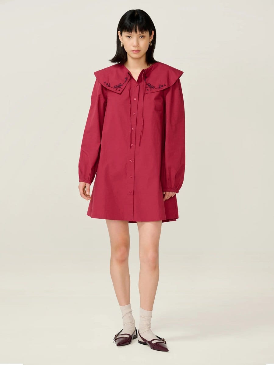 OMNES Sloane Dress in Merlot - 1