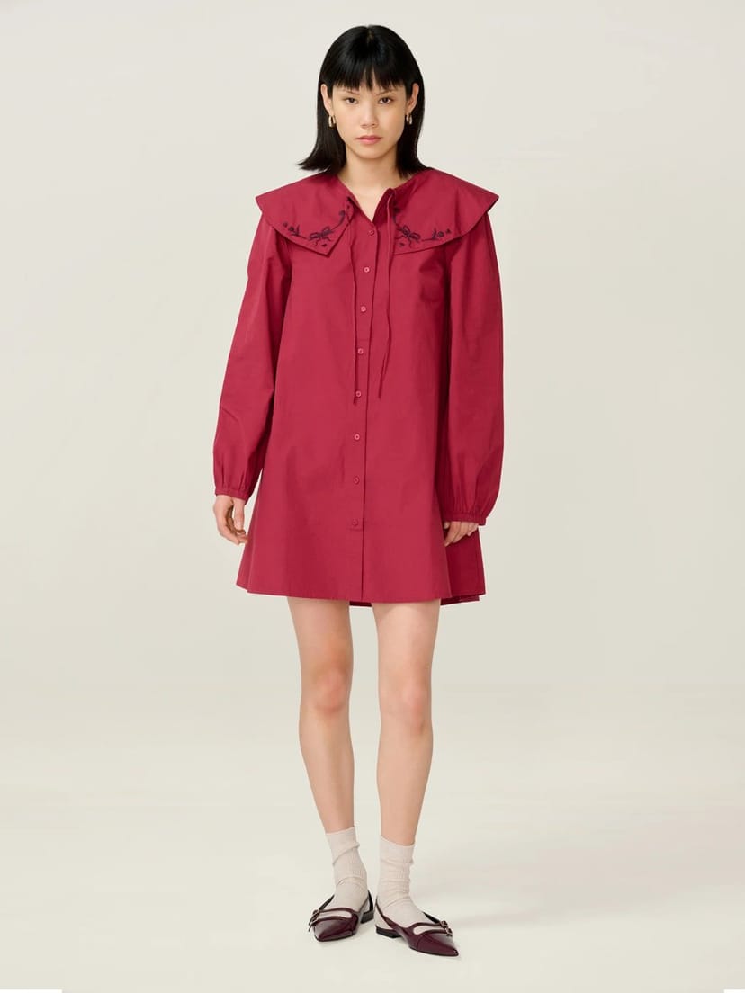 OMNES Sloane Dress in Merlot - 1