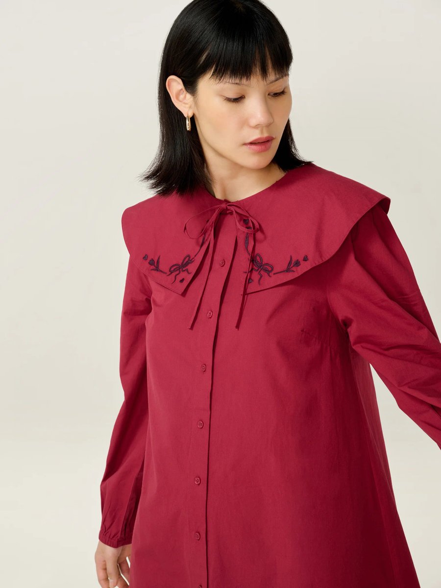 OMNES Sloane Dress in Merlot - 2