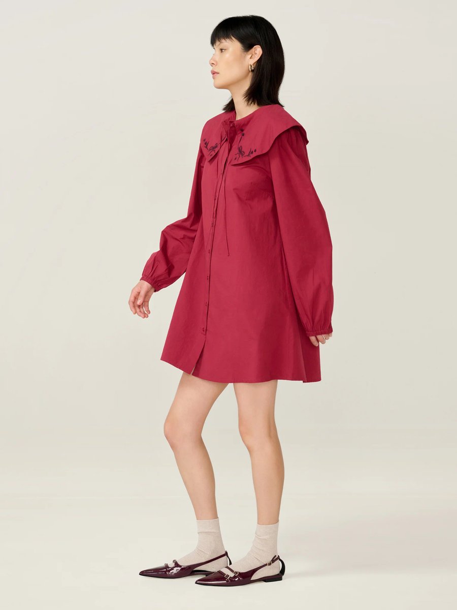 OMNES Sloane Dress in Merlot - 3