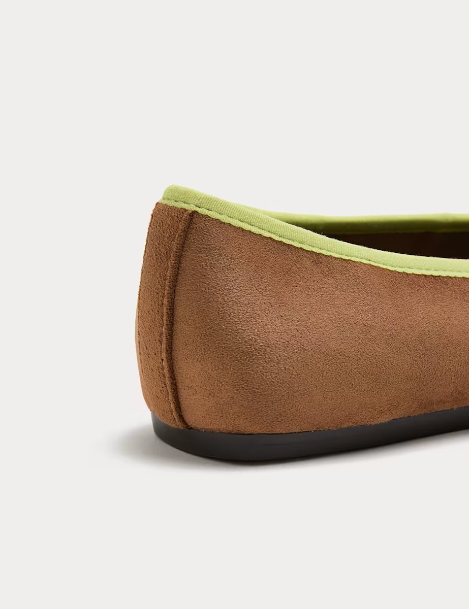 Marks & Spencer M&S Contrast Trim Flat Ballet Pumps Taupe Mix - 2