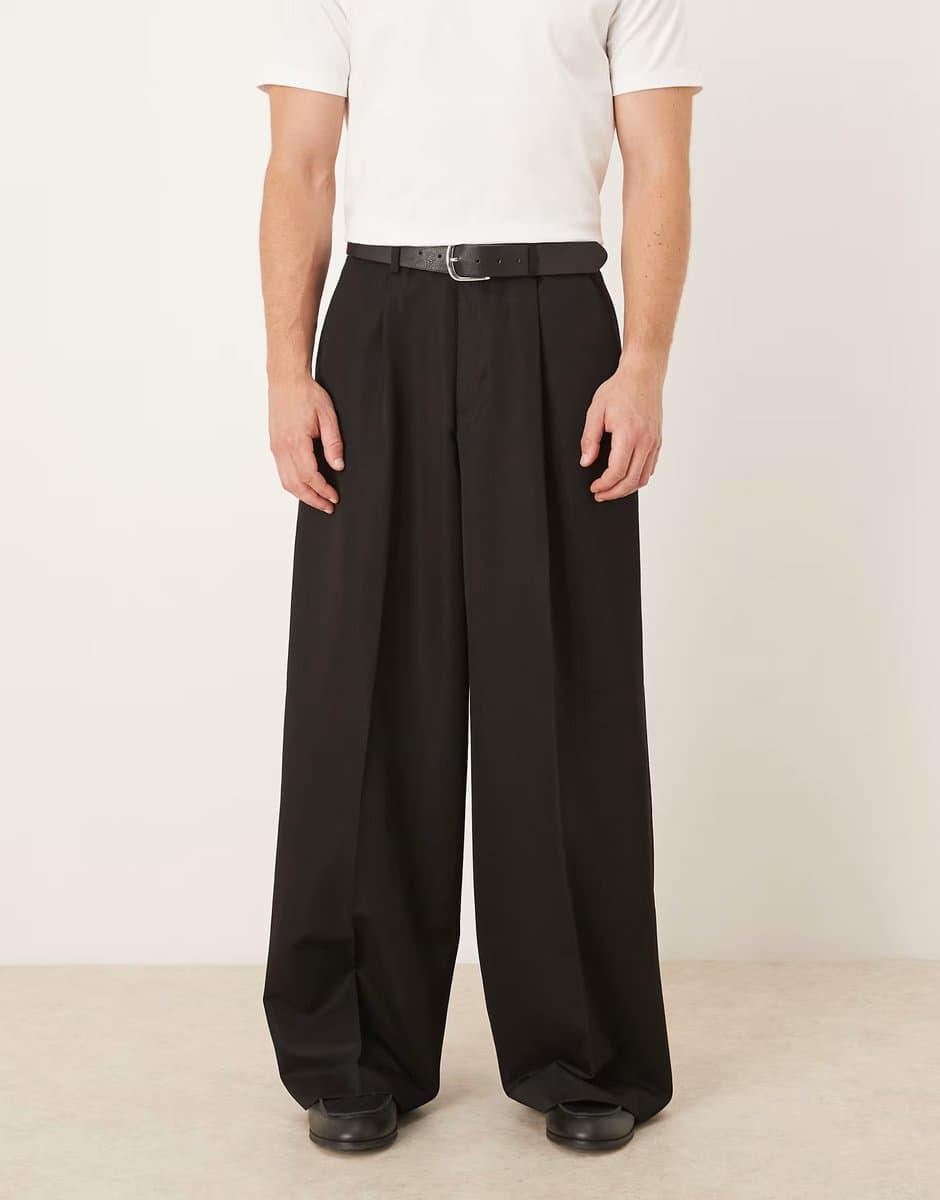 ASOS ASOS DESIGN smart extreme wide trousers in black