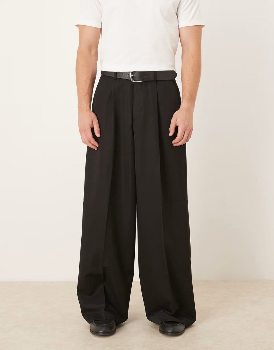 ASOS ASOS DESIGN smart extreme wide trousers in black - 1