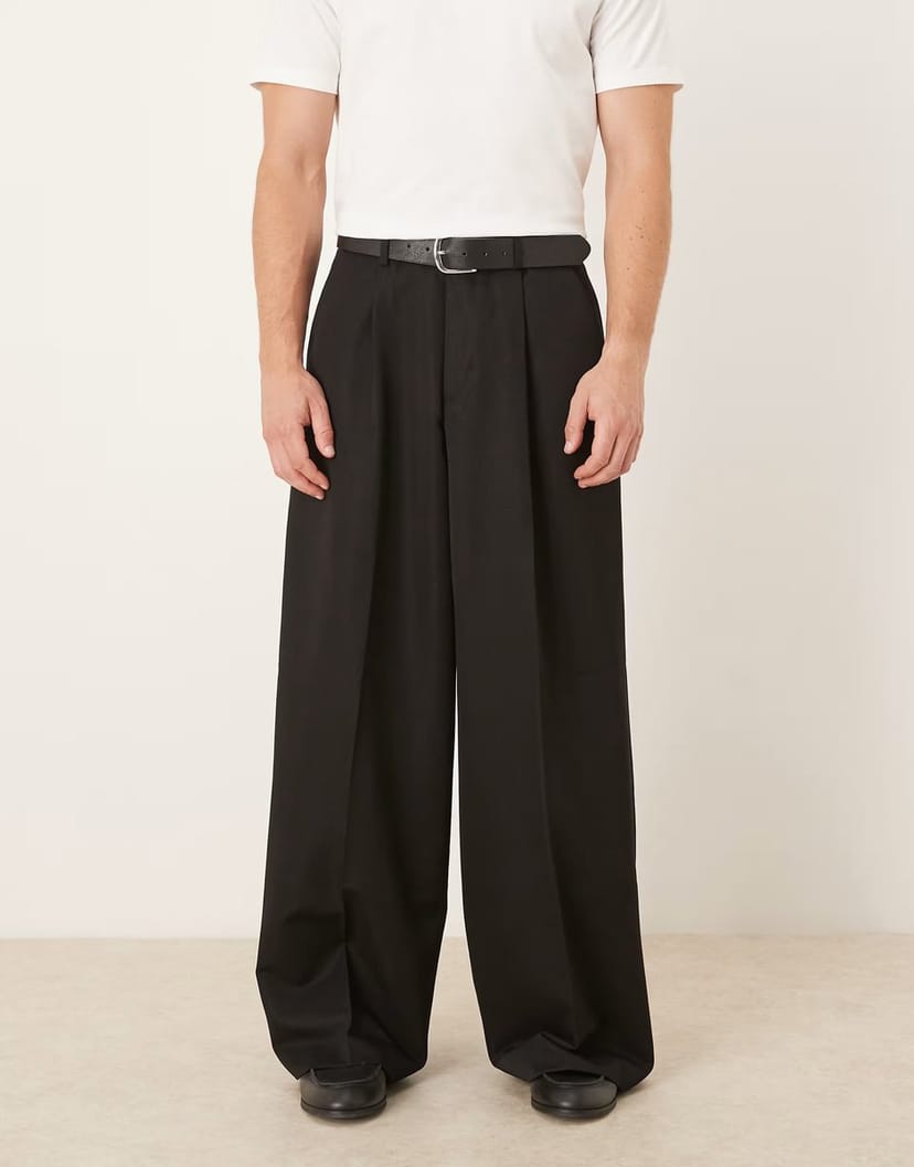 ASOS ASOS DESIGN smart extreme wide trousers in black - 1