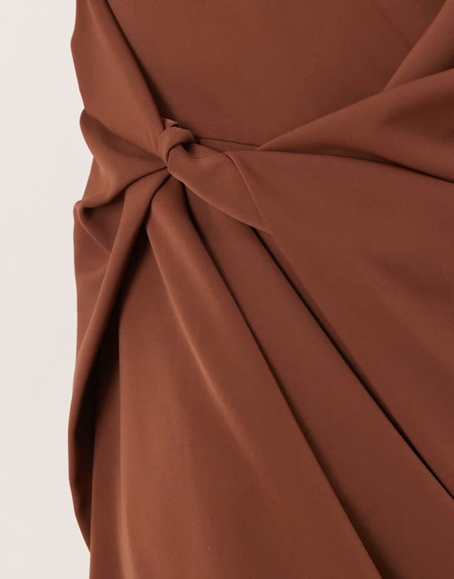 ASOS ASOS DESIGN high neck draped slinky maxi dress in chocolate - 3