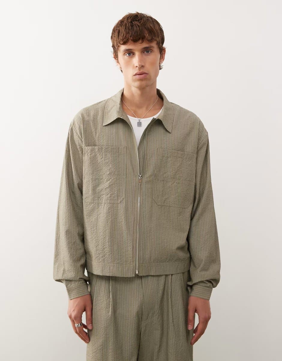 ASOS ASOS Collusion Khaki Bomber Jacket with Zipper