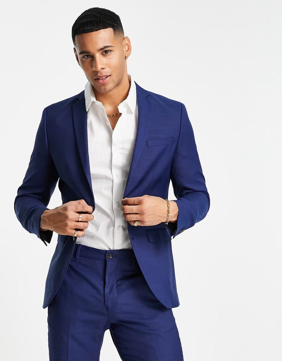 ASOS Jack & Jones Premium slim fit suit jacket in bright blue