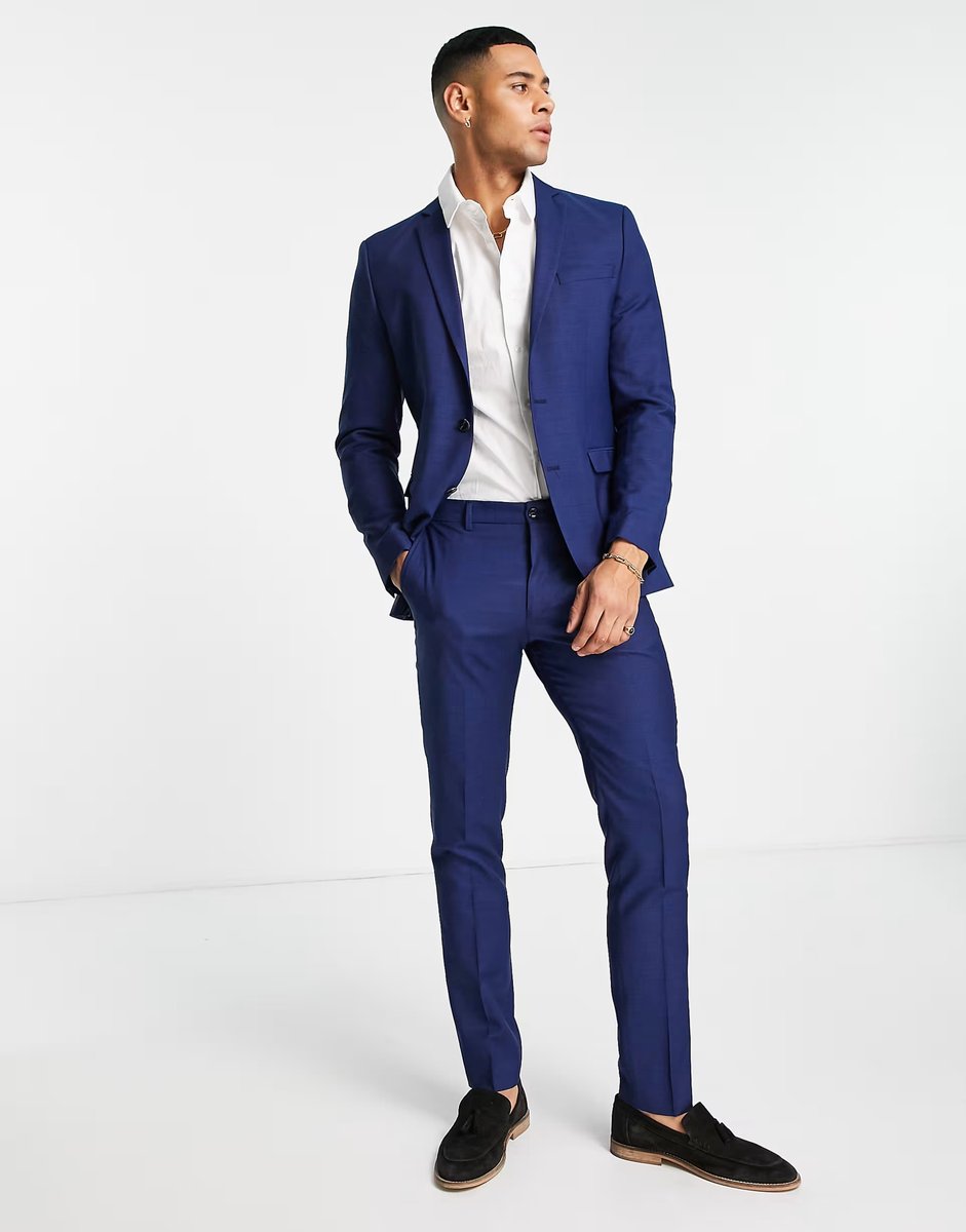 ASOS Jack & Jones Premium slim fit suit jacket in bright blue - 3