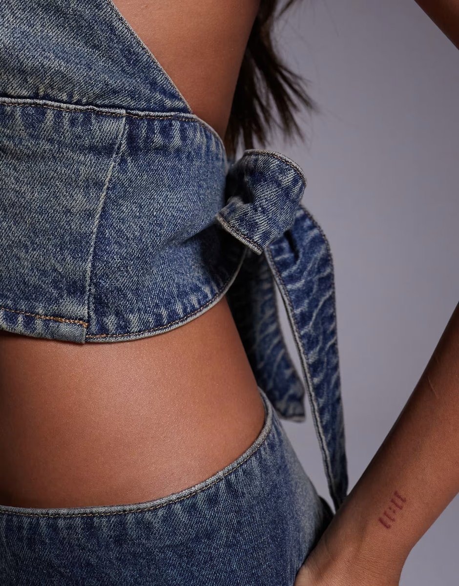 ASOS Abrand Jeans Revolution halter denim top in mid wash co-ord - 2