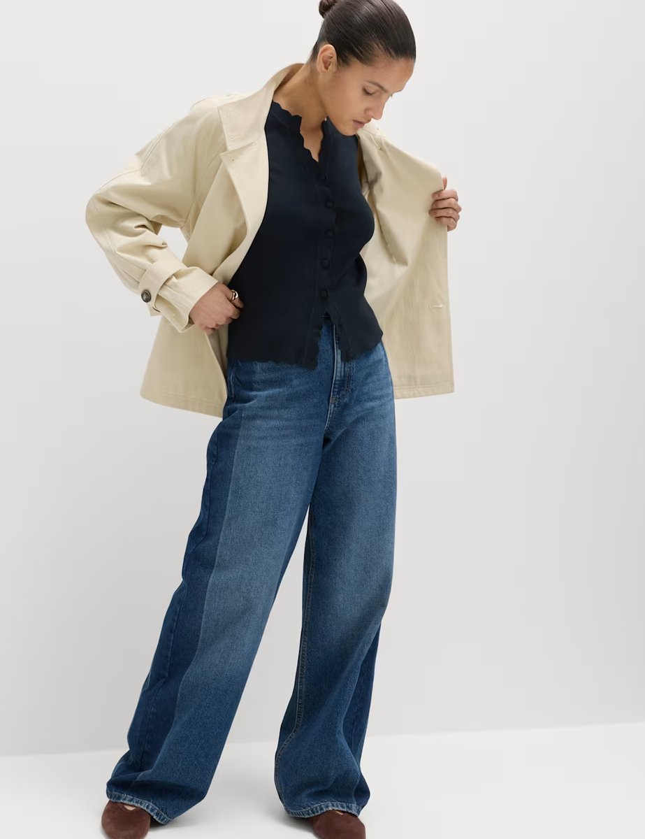 Marks & Spencer M&S Ribbed Scallop Edge Slim Fit Cardigan Midnight Navy - 2