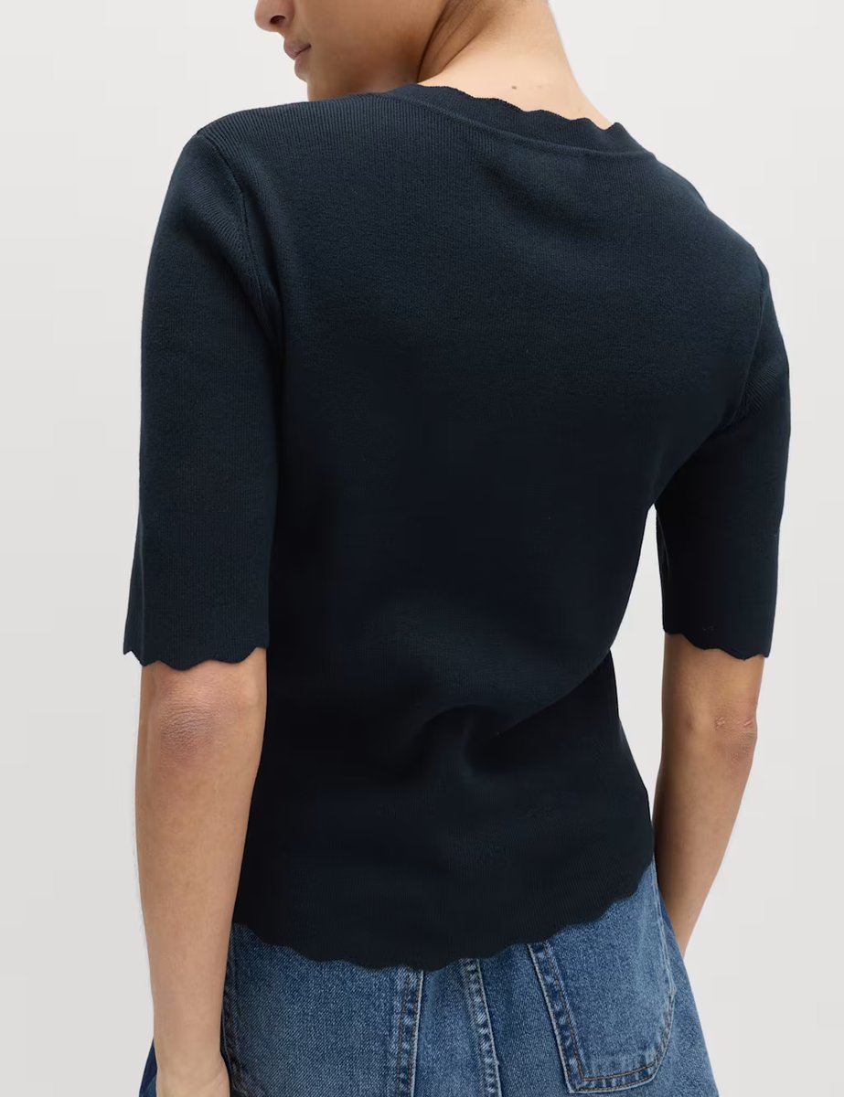 Marks & Spencer M&S Ribbed Scallop Edge Slim Fit Cardigan Midnight Navy - 4