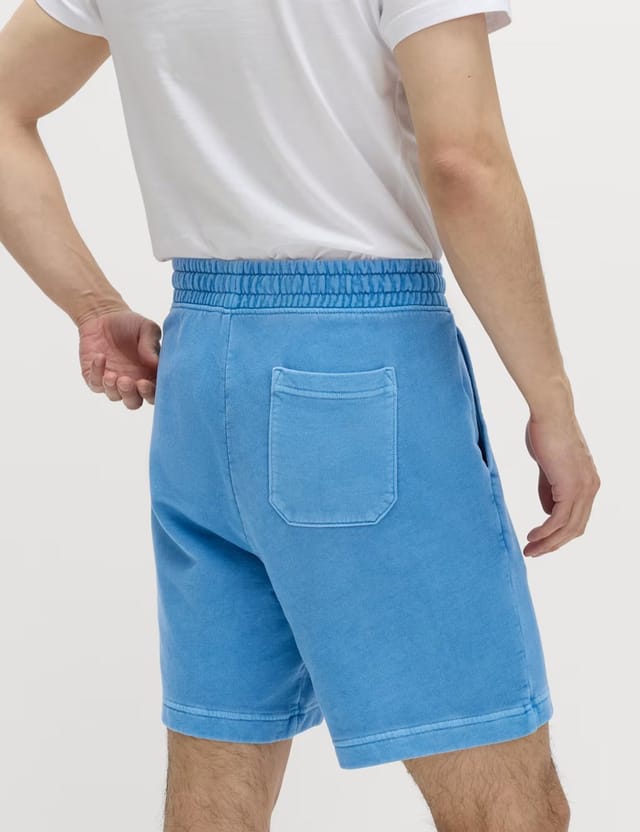 Marks & Spencer M&S Relaxed Fit Pure Cotton Garment Dye Short Azure Blue - 3