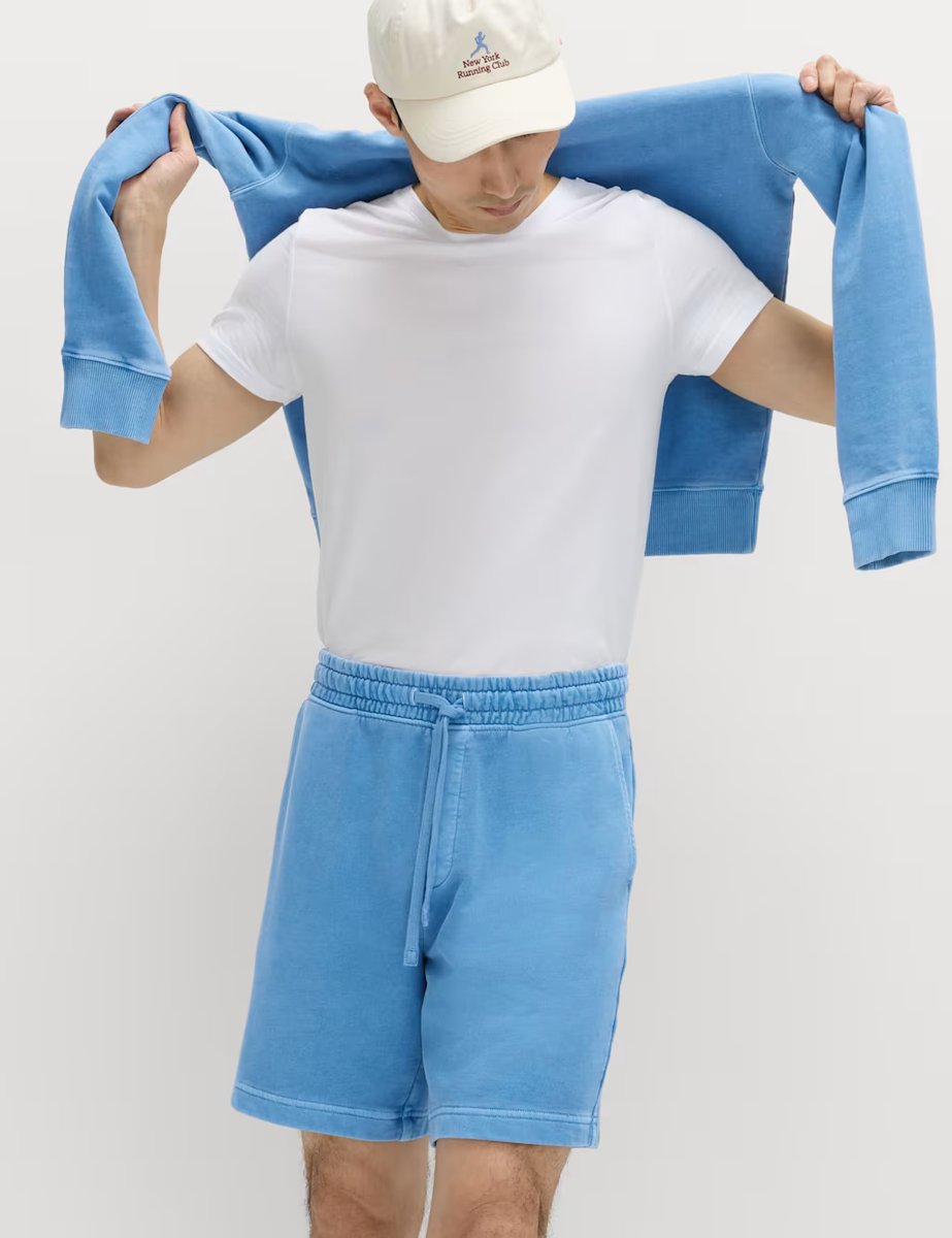 Marks & Spencer M&S Relaxed Fit Pure Cotton Garment Dye Short Azure Blue - 4