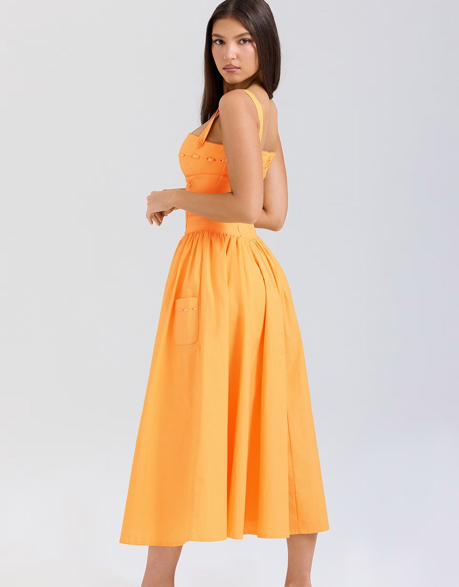 ASOS House of CB Vivien cotton midi sundress in apricot - 2