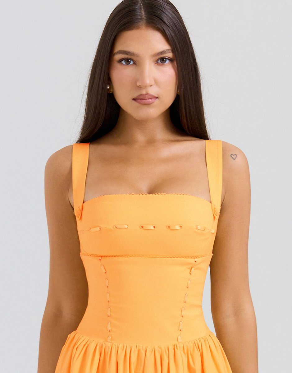 ASOS House of CB Vivien cotton midi sundress in apricot - 3