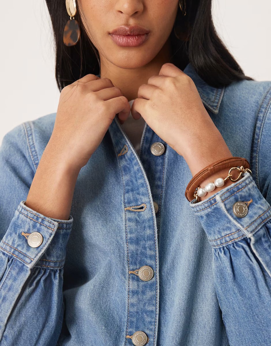 ASOS Nobody's Child denim blouson sleeve jumpsuit in blue - 4