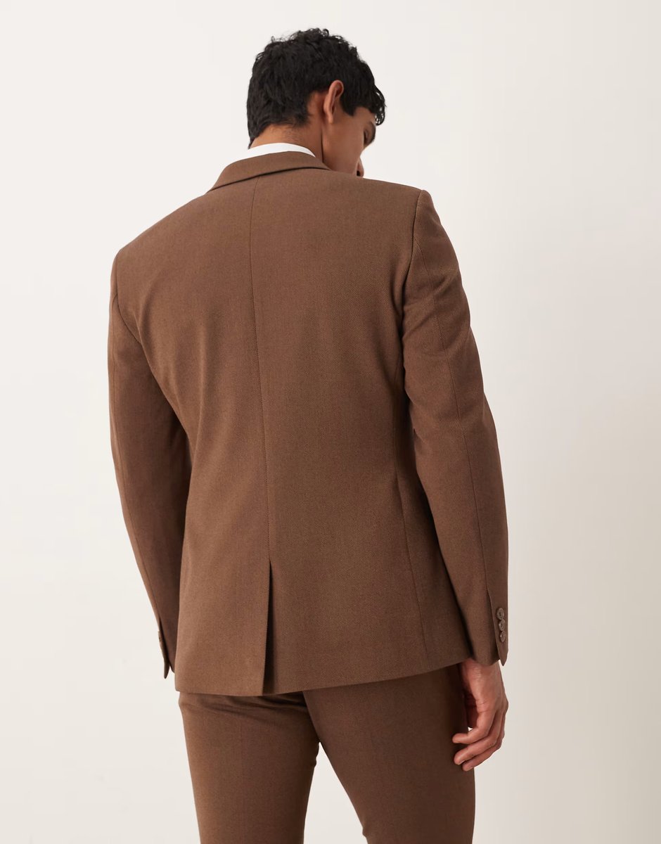 ASOS ASOS DESIGN skinny suit jacket in brown twill - 3