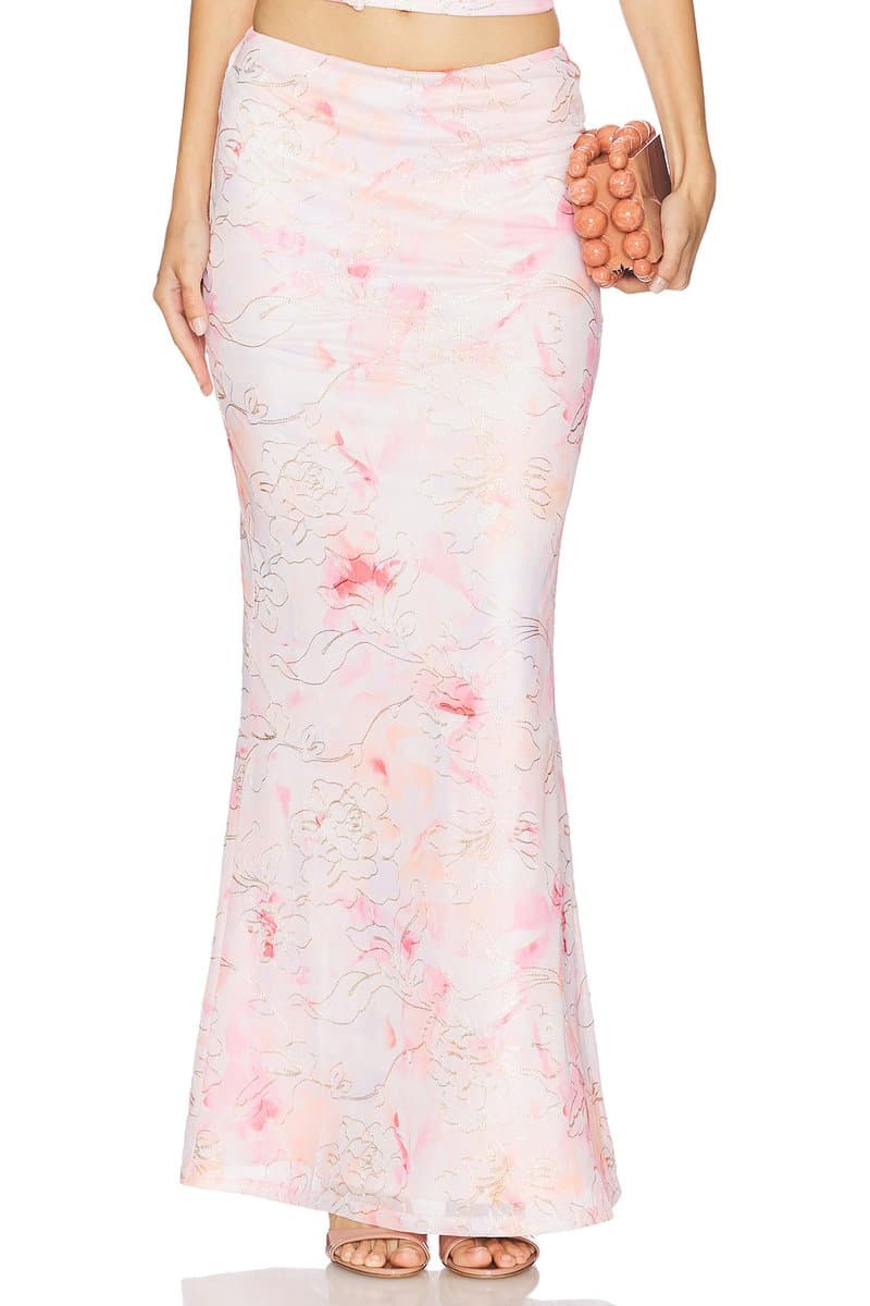 revolve Revolve Floral Maxi Skirt in Pink Floral