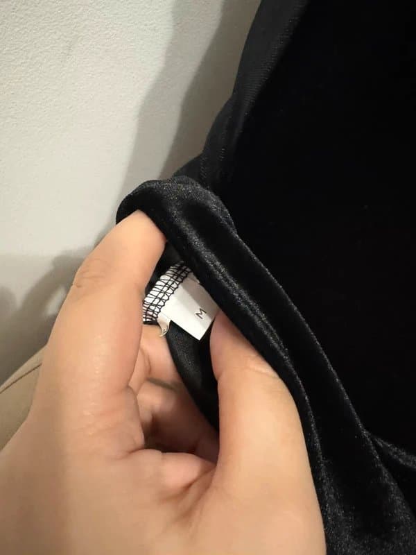 ASOS Design black velvet velour ruched square neck blouse top size M