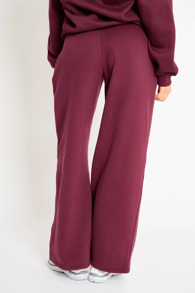 Kaiia Kaiia Pleat Detail Tailored Wide Leg Joggers Dark Cherry - 4