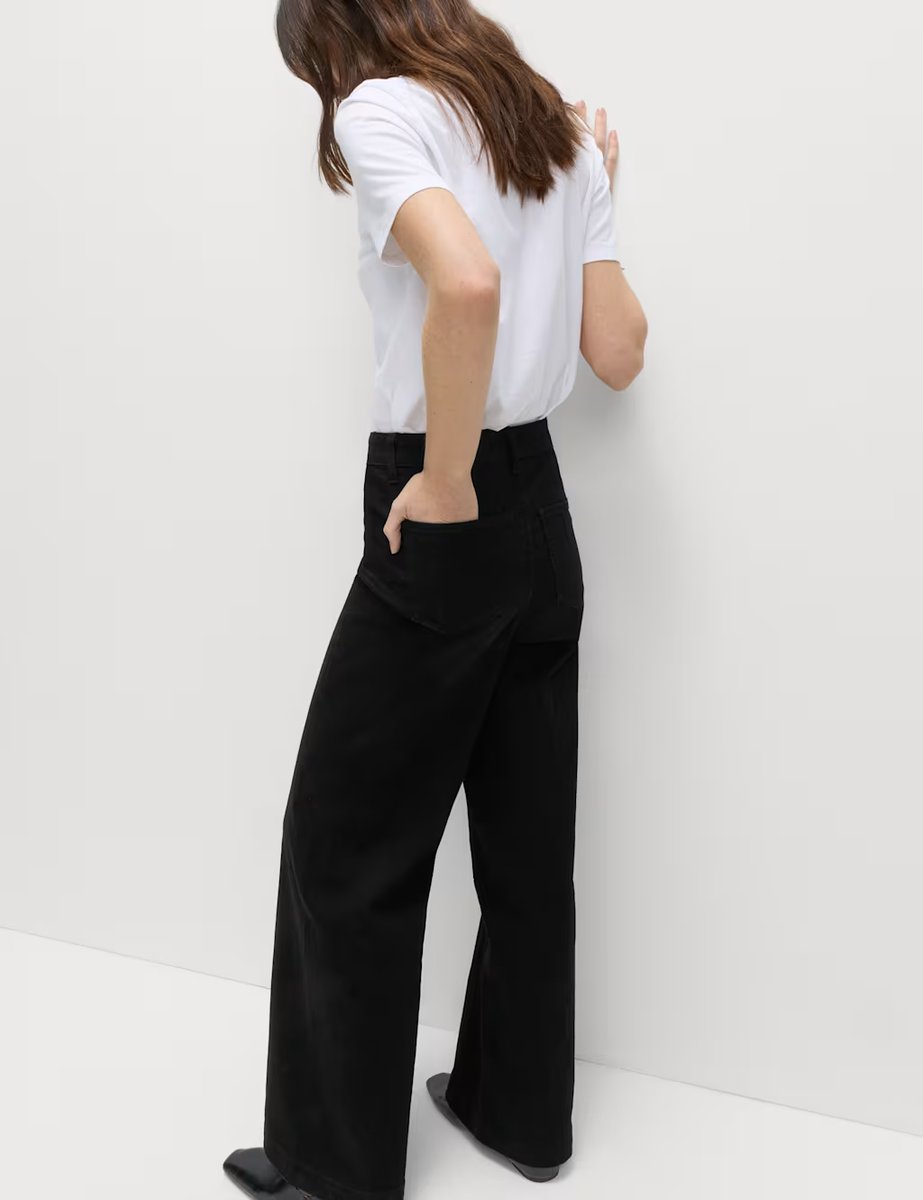 Marks & Spencer M&S High Waisted Wide Leg Ankle Grazer Jeans Black - 4