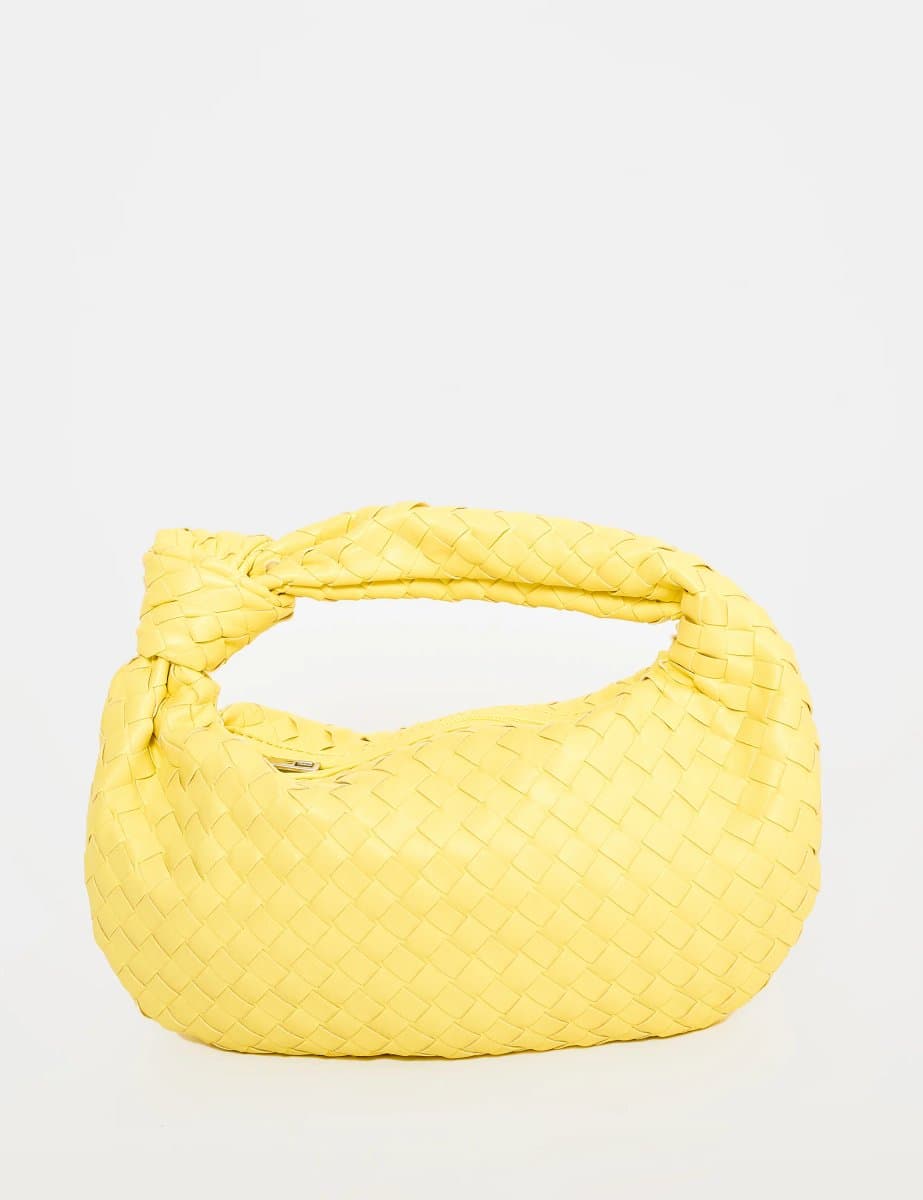 Public Desire Public Desire Yellow Woven PU Knot Detail Mini Bag