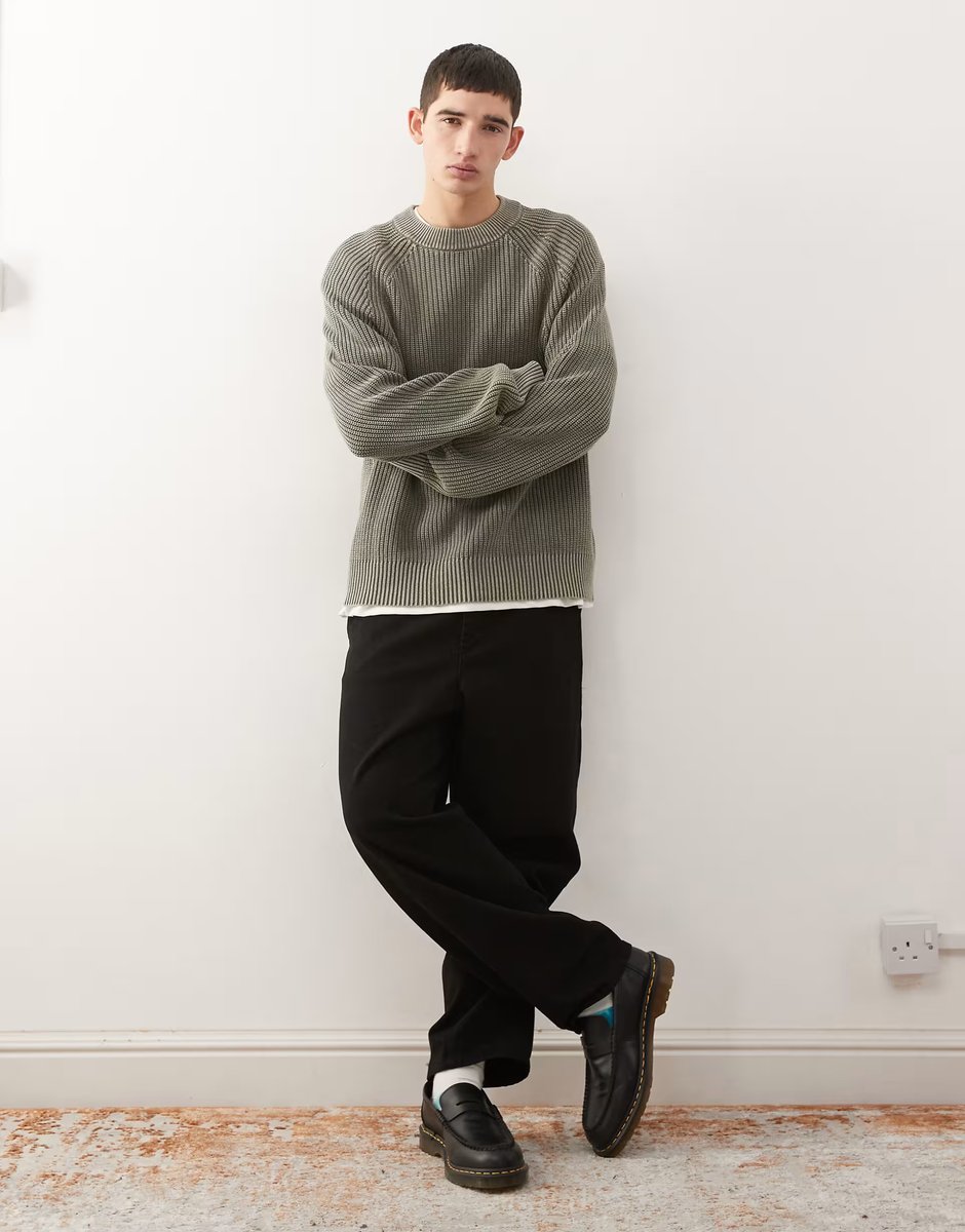 ASOS Weekday relaxed knitted jumper in washed grey - 2