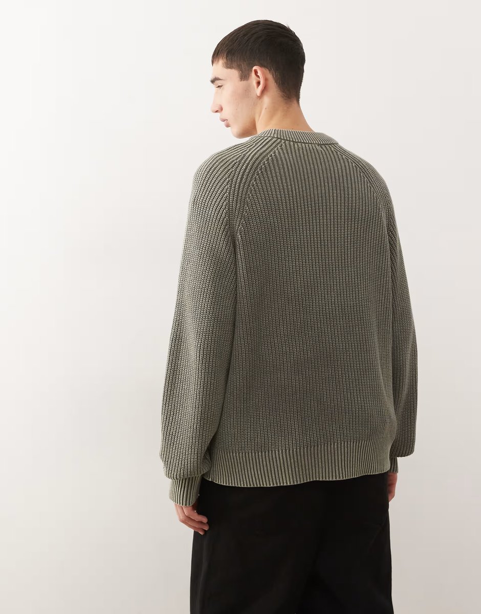 ASOS Weekday relaxed knitted jumper in washed grey - 3
