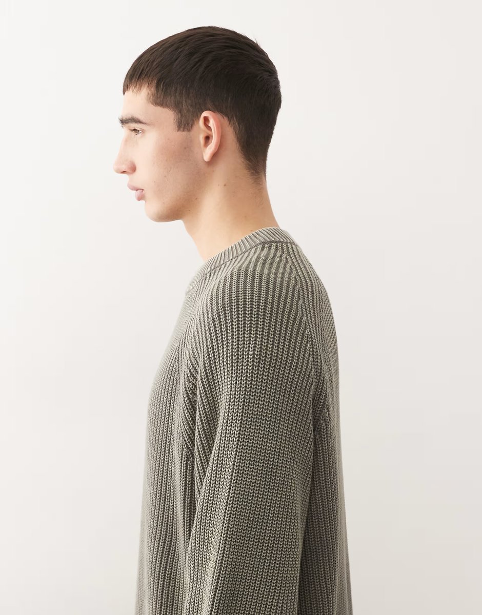 ASOS Weekday relaxed knitted jumper in washed grey - 4