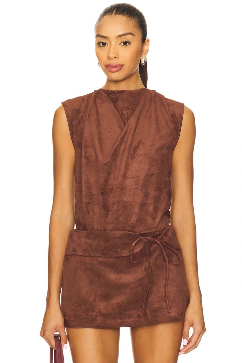 revolve Revolve Freya Suede Sleeveless Top in Cocoa
