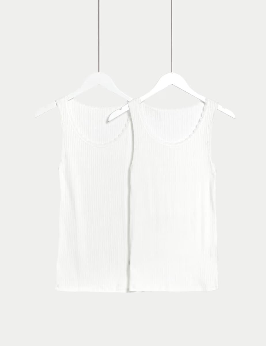 Marks & Spencer M&S 2 Pack Medium Warmth Thermal Pointelle Vests White