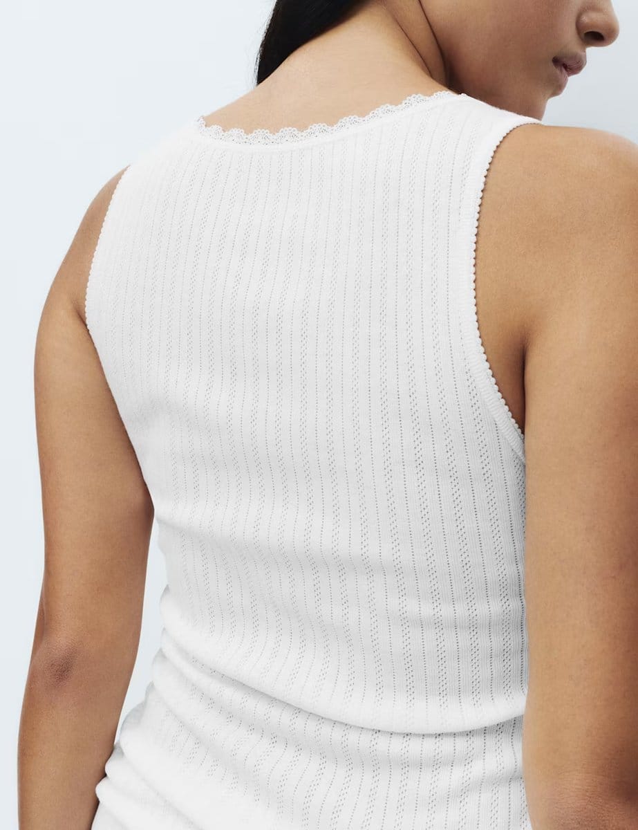 Marks & Spencer M&S 2 Pack Medium Warmth Thermal Pointelle Vests White - 4