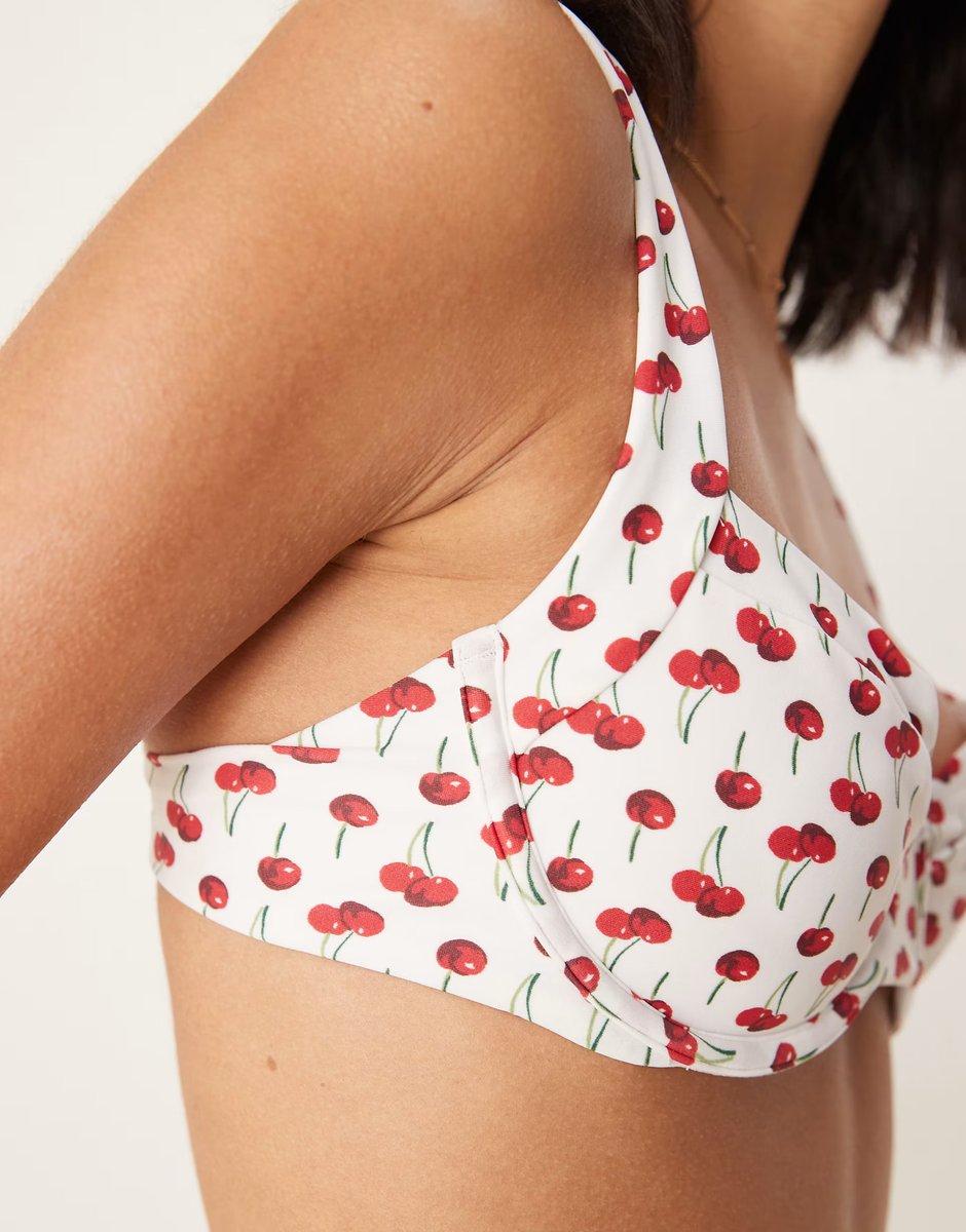 ASOS Abercrombie & Fitch ruched underwire bikini top co-ord in cherry print - 3