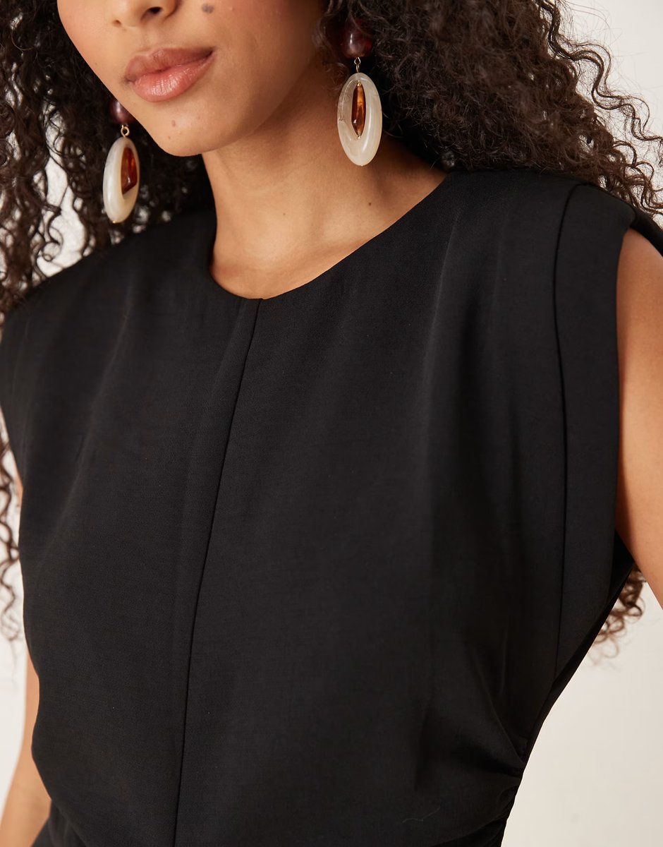 ASOS Mango sleeveless flared jumpsuit in black - 3