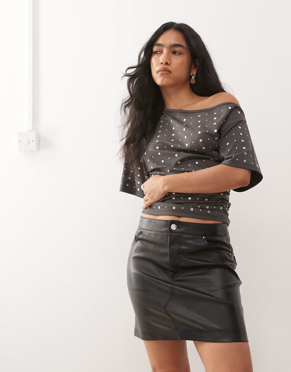 ASOS Noisy May faux leather mini skirt in black - 3